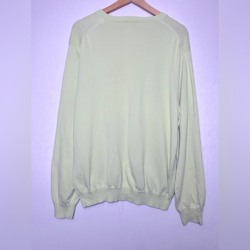 Brooks Brothers 346 Men’s Supima Cotton V Neck Sweater Large Green Preppy Golf - Picture 3 of 4